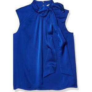 $295 Ramy Brook Blouse Size XS NEW Satin Top Aviva Womens Color Blue Cobal